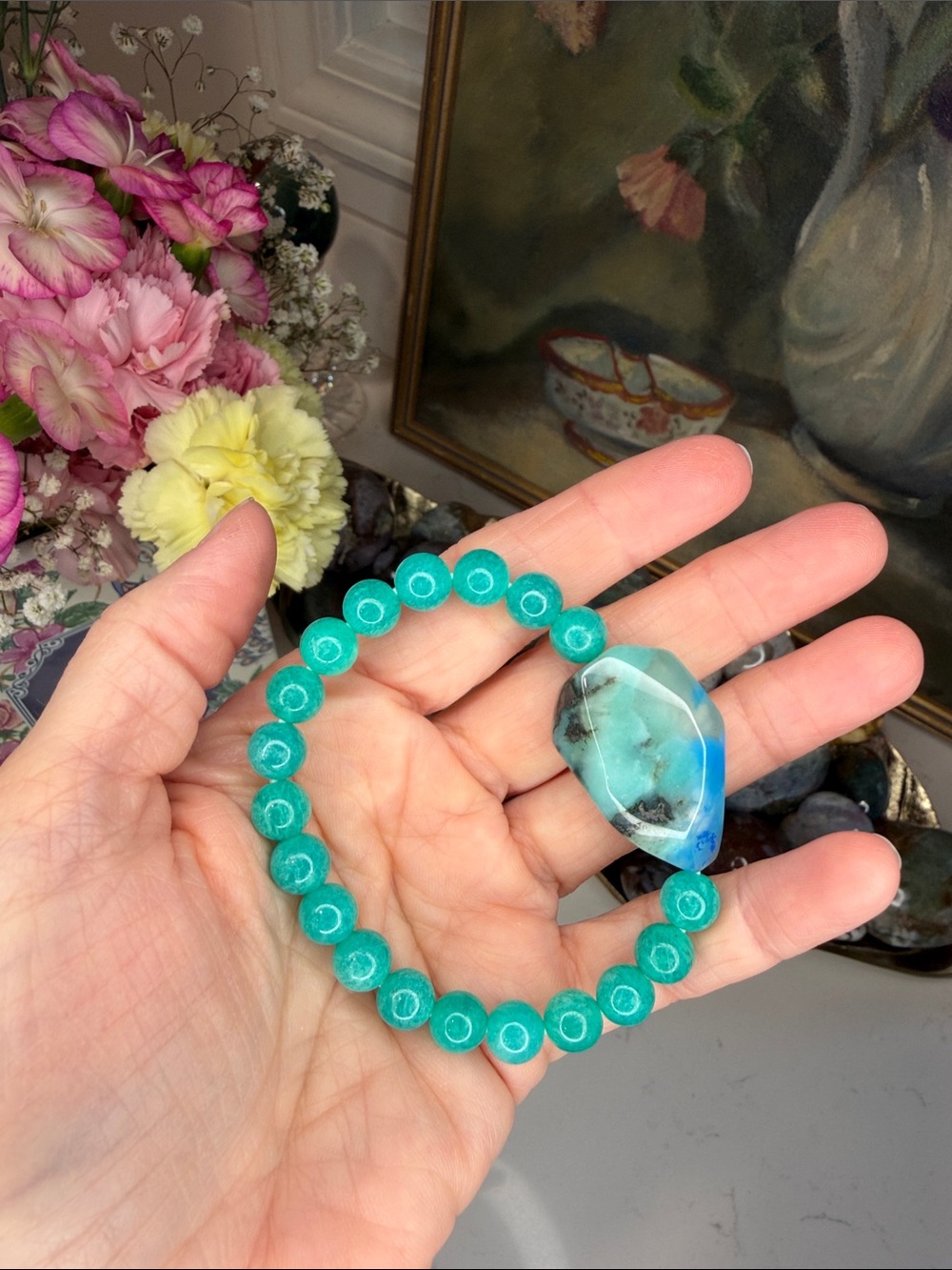 HQ Amazonite w Phoenix Stone Bracelet: B1270